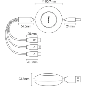 Hurtownia GSM - Zwijany kabel 3w1 Baseus Bright Mirror 2 USB-A - micro USB + Lightning + USB-C 66W 1.1m zielony - BSU3358GRN - {ean13} - Hurt