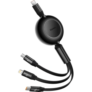 Hurtownia GSM - Zwijany kabel 3w1 Baseus Bright Mirror 2 USB-C - micro USB + Lightning + USB-C 3.5A 1.1m czarny - BSU3361BLK - {ean13} - Hurt