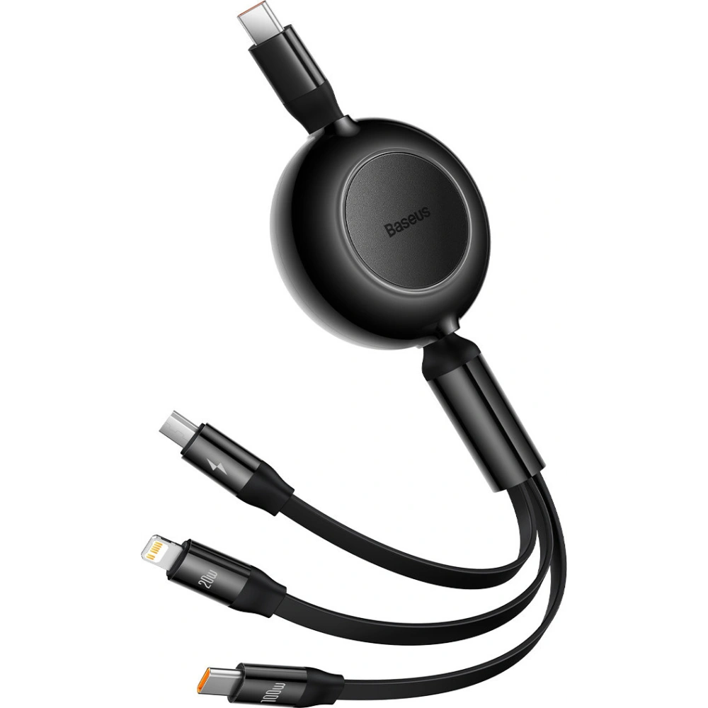 Zavíratelný kabel 3w1 Baseus Bright Mirror 2 USB-C - micro USB + Lightning + USB-C 3.5A 1.1m černý