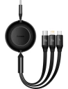 Zavíratelný kabel 3w1 Baseus Bright Mirror 2 USB-C - micro USB + Lightning + USB-C 3.5A 1.1m černý