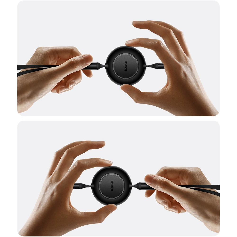 Zavíratelný kabel 3w1 Baseus Bright Mirror 2 USB-C - micro USB + Lightning + USB-C 3.5A 1.1m černý