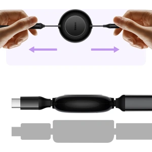 Hurtownia GSM - Zwijany kabel 3w1 Baseus Bright Mirror 2 USB-C - micro USB + Lightning + USB-C 3.5A 1.1m czarny - BSU3361BLK - {ean13} - Hurt