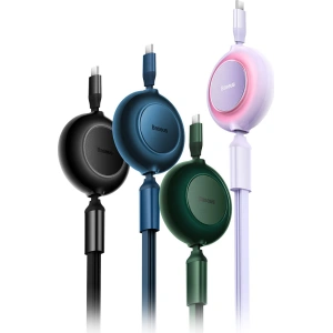 Hurtownia GSM - Zwijany kabel 3w1 Baseus Bright Mirror 2 USB-C - micro USB + Lightning + USB-C 3.5A 1.1m czarny - BSU3361BLK - {ean13} - Hurt