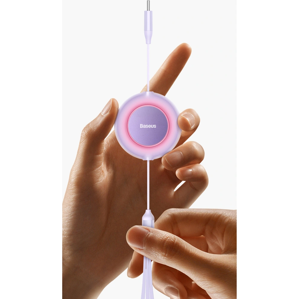 Zavíratelný kabel 3w1 Baseus Bright Mirror 2 USB-C - micro USB + Lightning + USB-C 3.5A 1.1m černý