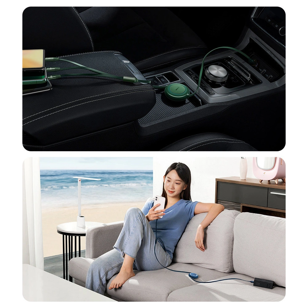 Zavíratelný kabel 3w1 Baseus Bright Mirror 2 USB-C - micro USB + Lightning + USB-C 3.5A 1.1m černý