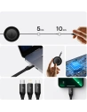 Zavíratelný kabel 3w1 Baseus Bright Mirror 2 USB-C - micro USB + Lightning + USB-C 3.5A 1.1m černý