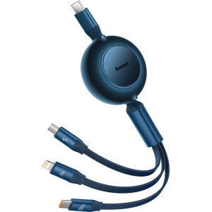 Zwijany kabel 3w1 Baseus Bright Mirror 2 USB-C - micro USB + Lightning + USB-C 3.5A 1.1m niebieski