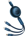 Zavíratelný kabel 3w1 Baseus Bright Mirror 2 USB-C - micro USB + Lightning + USB-C 3.5A 1.1m modrý