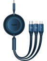 Zavíratelný kabel 3w1 Baseus Bright Mirror 2 USB-C - micro USB + Lightning + USB-C 3.5A 1.1m modrý