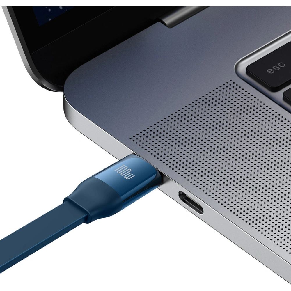 Zavíratelný kabel 3w1 Baseus Bright Mirror 2 USB-C - micro USB + Lightning + USB-C 3.5A 1.1m modrý