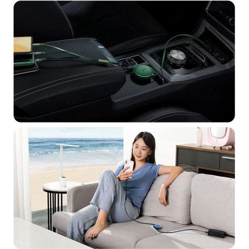 Zwijany kabel 3w1 Baseus Bright Mirror 2 USB-C - micro USB + Lightning + USB-C 3.5A 1.1m niebieski