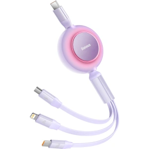 Zwijany kabel 3w1 Baseus Bright Mirror 2 USB-C - micro USB + Lightning + USB-C 3.5A 1.1m fioletowy