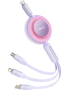 Zavinutý kabel 3w1 Baseus Bright Mirror 2 USB-C - micro USB + Lightning + USB-C 3.5A 1.1m fialový