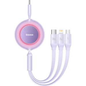 Zwijany kabel 3w1 Baseus Bright Mirror 2 USB-C - micro USB + Lightning + USB-C 3.5A 1.1m fioletowy