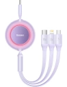 Zwijany kabel 3w1 Baseus Bright Mirror 2 USB-C - micro USB + Lightning + USB-C 3.5A 1.1m fioletowy