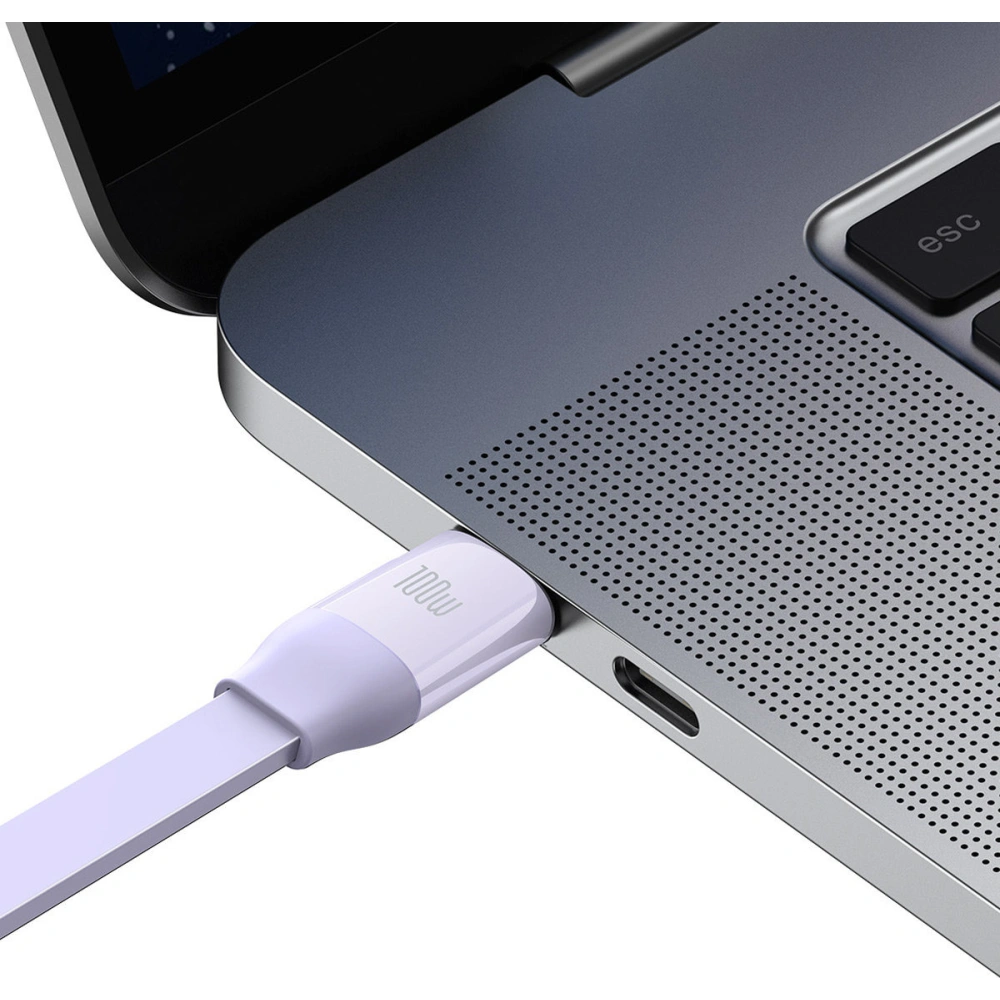 Zavinutý kabel 3w1 Baseus Bright Mirror 2 USB-C - micro USB + Lightning + USB-C 3.5A 1.1m fialový