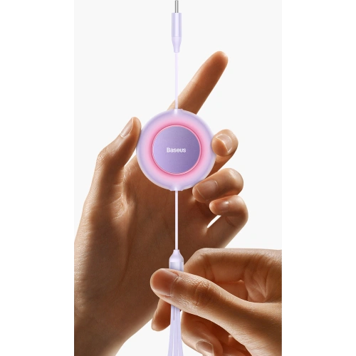 Zwijany kabel 3w1 Baseus Bright Mirror 2 USB-C - micro USB + Lightning + USB-C 3.5A 1.1m fioletowy