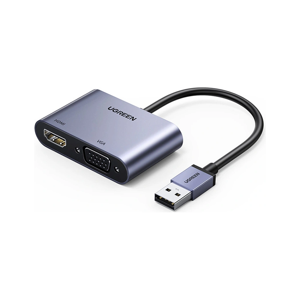 Hurtownia GSM - Adaptér UGREEN CM449 USB - HDMI 1.3 FullHD@60Hz + VGA 1.2 FullHD@60Hz šedý - UGR1274GRY - {ean13} - Hurt