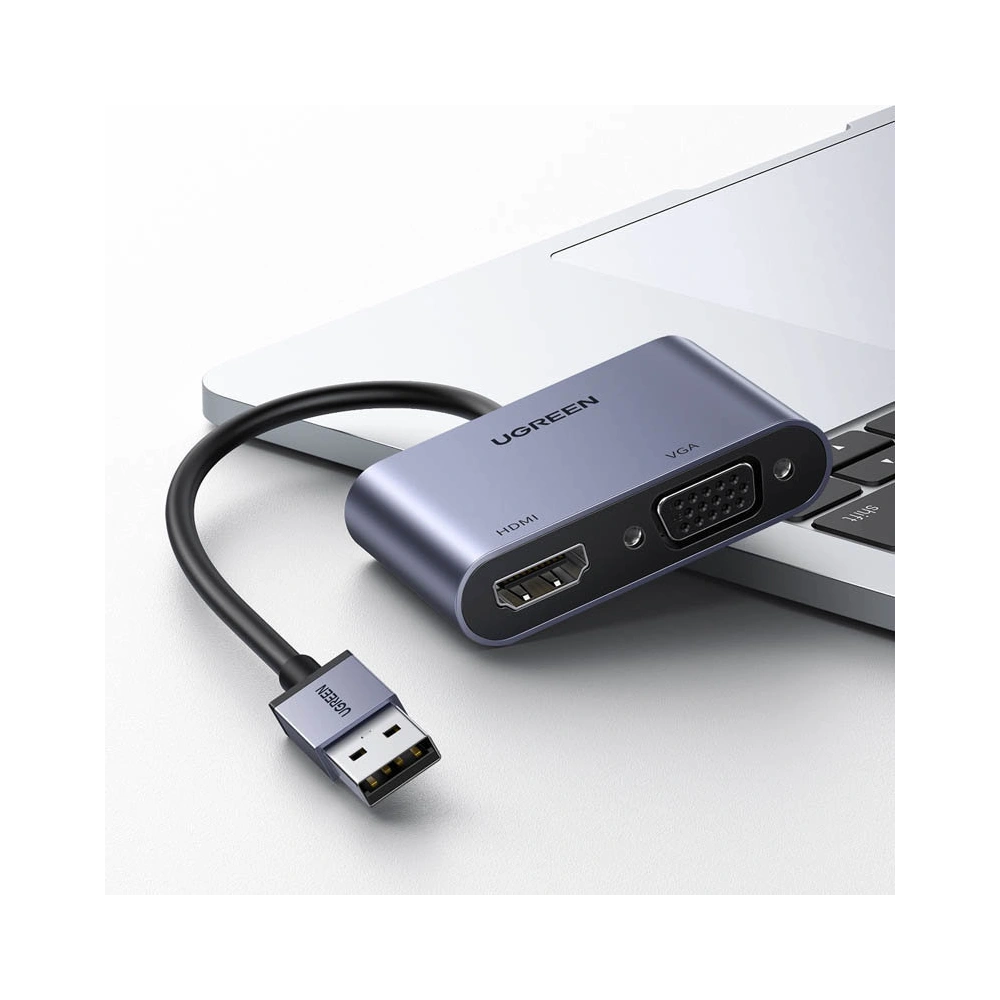 Hurtownia GSM - Adaptér UGREEN CM449 USB - HDMI 1.3 FullHD@60Hz + VGA 1.2 FullHD@60Hz šedý - UGR1274GRY - {ean13} - Hurt