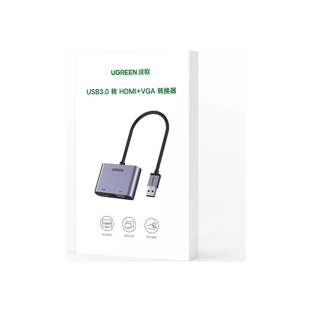 Hurtownia GSM - Adapter UGREEN CM449 USB - HDMI 1.3 FullHD@60Hz + VGA 1.2 FullHD@60Hz szary - UGR1274GRY - {ean13} - Hurt