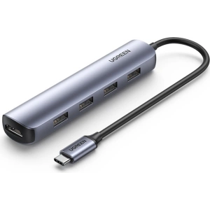 Adapter UGREEN CM417 USB-C - HDMI / 4xUSB szary