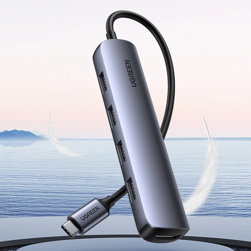 Adapter UGREEN CM417 USB-C - HDMI / 4xUSB szary