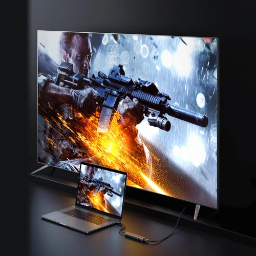 Adapter UGREEN CM417 USB-C - HDMI / 4xUSB szary