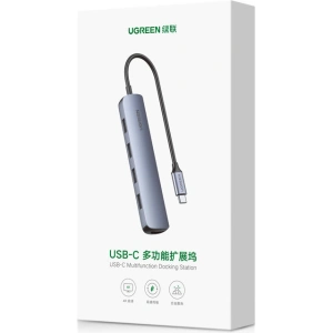 Adapter UGREEN CM417 USB-C - HDMI / 4xUSB szary