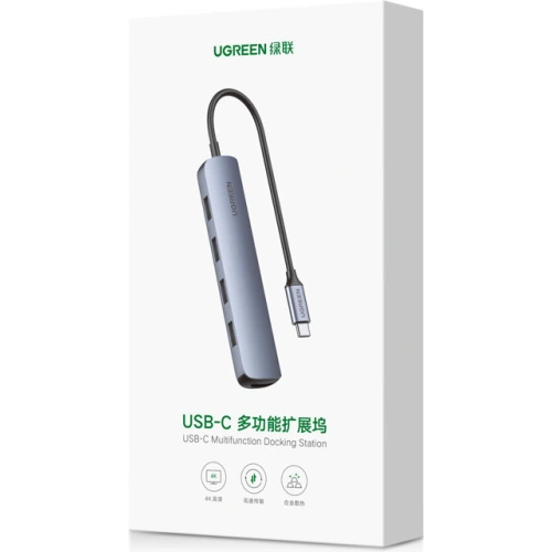 Adapter UGREEN CM417 USB-C - HDMI / 4xUSB szary