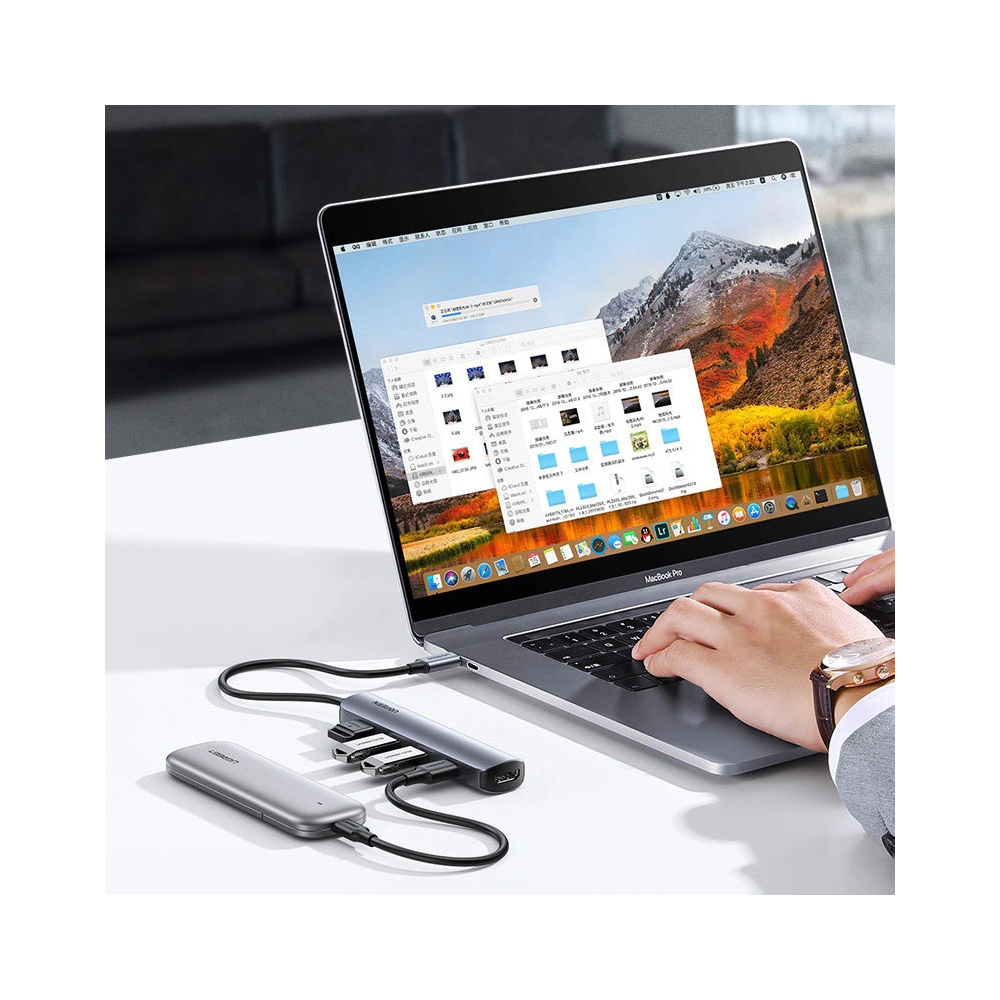 Hurtownia GSM - Adaptér UGREEN CM417 USB-C - HDMI / 4xUSB šedý - UGR1275GRY - {ean13} - Hurt