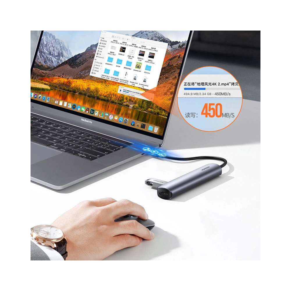 Hurtownia GSM - Adaptér UGREEN CM417 USB-C - HDMI / 4xUSB šedý - UGR1275GRY - {ean13} - Hurt