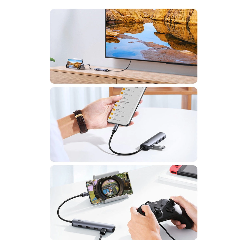 Hurtownia GSM - Adaptér UGREEN CM417 USB-C - HDMI / 4xUSB šedý - UGR1275GRY - {ean13} - Hurt