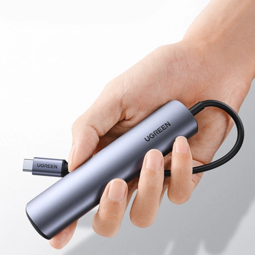 Adapter UGREEN CM417 USB-C - HDMI / 4xUSB szary