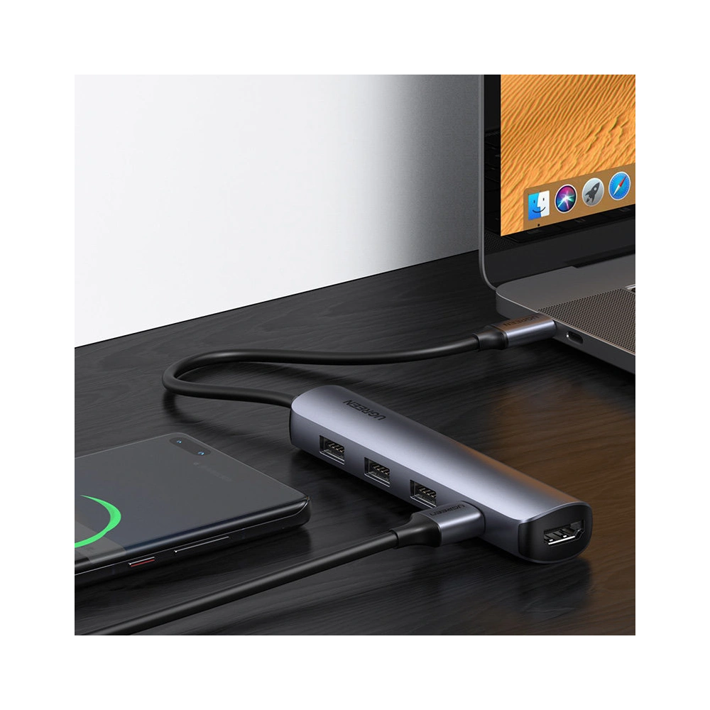 Hurtownia GSM - Adaptér UGREEN CM417 USB-C - HDMI / 4xUSB šedý - UGR1275GRY - {ean13} - Hurt