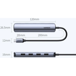 Adapter UGREEN CM417 USB-C - HDMI / 4xUSB szary
