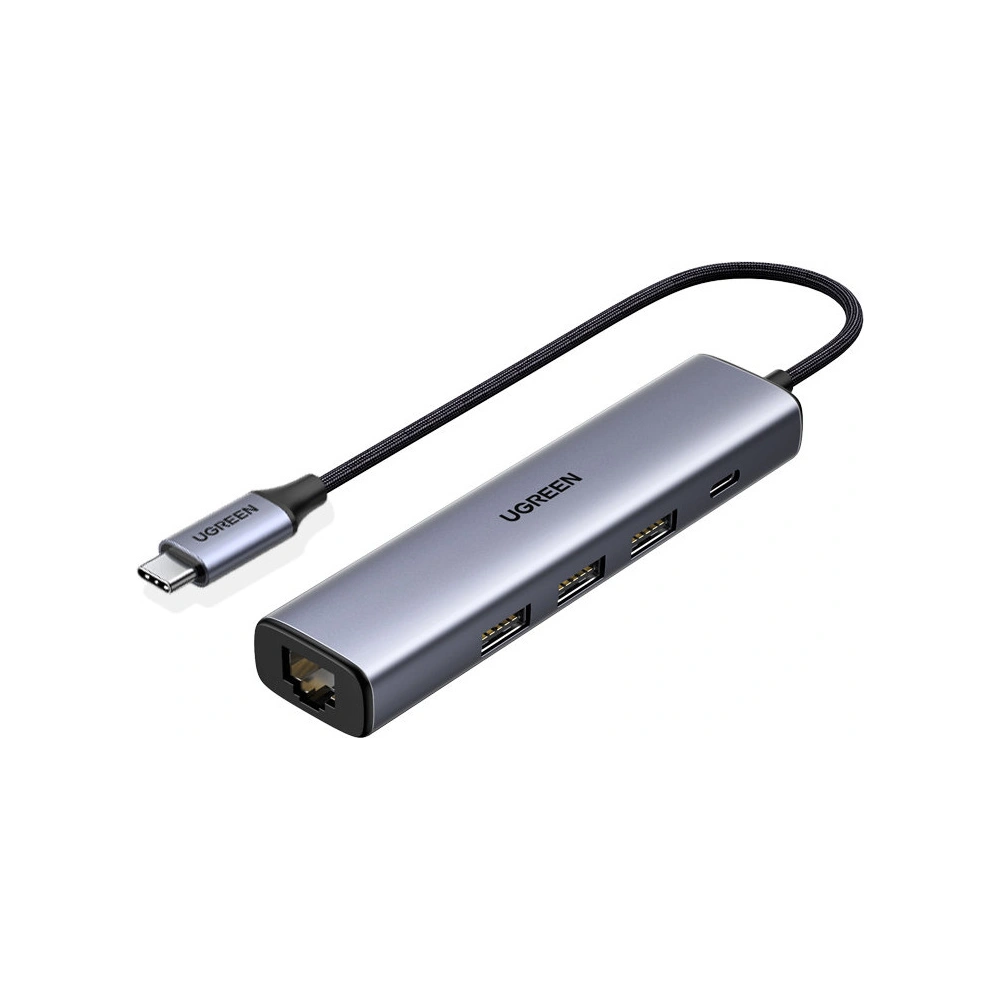 Hurtownia GSM - Hub UGREEN CM475 USB-C - 3xUSB / Ethernet RJ-45 / USB-C PD šedý - UGR1276GRY - {ean13} - Hurt