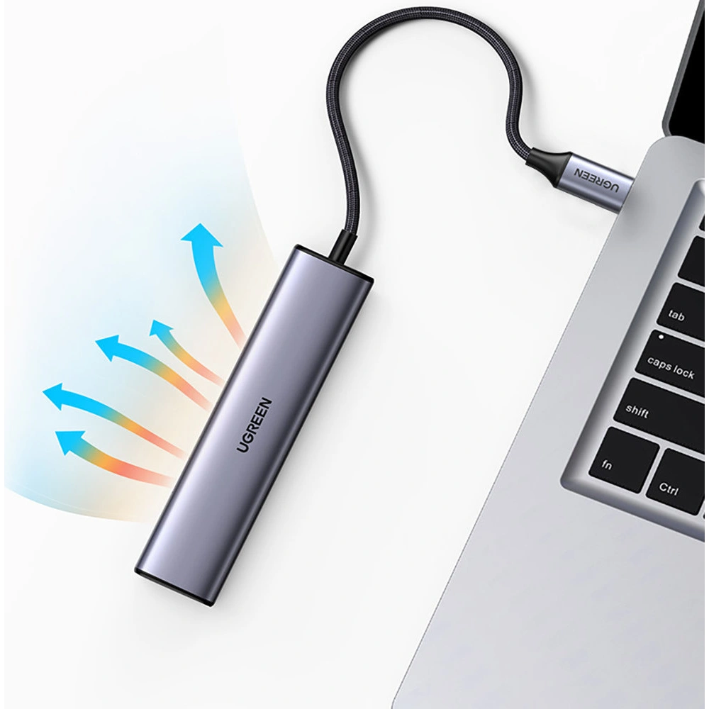 Hurtownia GSM - Hub UGREEN CM475 USB-C - 3xUSB / Ethernet RJ-45 / USB-C PD šedý - UGR1276GRY - {ean13} - Hurt