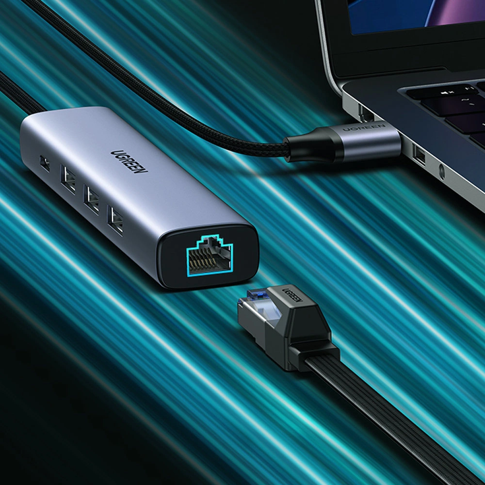 Hurtownia GSM - Hub UGREEN CM475 USB-C - 3xUSB / Ethernet RJ-45 / USB-C PD šedý - UGR1276GRY - {ean13} - Hurt