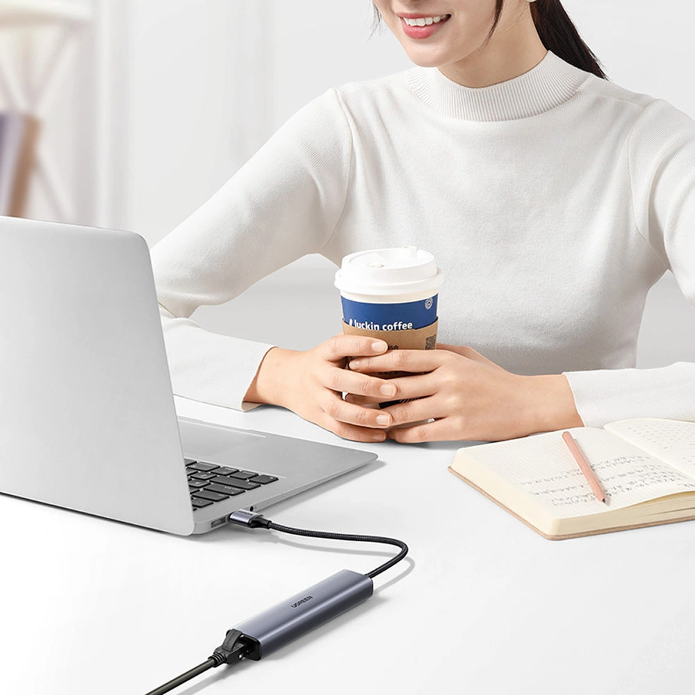 Hurtownia GSM - Hub UGREEN CM475 USB-C - 3xUSB / Ethernet RJ-45 / USB-C PD šedý - UGR1276GRY - {ean13} - Hurt