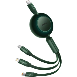 Zwijany kabel 3w1 Baseus Bright Mirror 2 USB-C - micro USB + Lightning + USB-C 3.5A 1.1m zielony