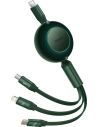 Zavíratelný kabel 3w1 Baseus Bright Mirror 2 USB-C - micro USB + Lightning + USB-C 3.5A 1.1m zelený
