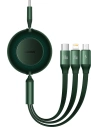 Zavíratelný kabel 3w1 Baseus Bright Mirror 2 USB-C - micro USB + Lightning + USB-C 3.5A 1.1m zelený