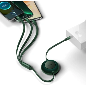 Zwijany kabel 3w1 Baseus Bright Mirror 2 USB-C - micro USB + Lightning + USB-C 3.5A 1.1m zielony