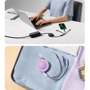 Zwijany kabel 3w1 Baseus Bright Mirror 2 USB-C - micro USB + Lightning + USB-C 3.5A 1.1m zielony