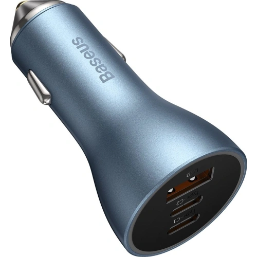 Ładowarka samochodowa Baseus Golden Contactor Pro USB-A + 2x USB-C 65W niebieski