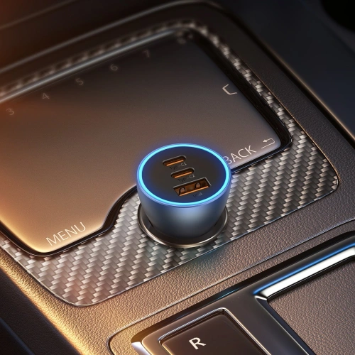 Ładowarka samochodowa Baseus Golden Contactor Pro USB-A + 2x USB-C 65W niebieski