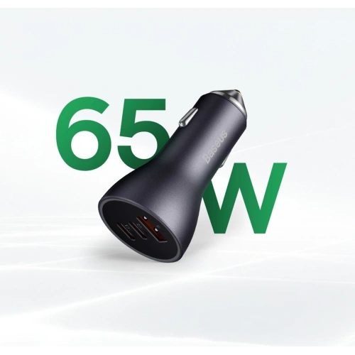 Ładowarka samochodowa Baseus Golden Contactor Pro USB-A + 2x USB-C 65W niebieski