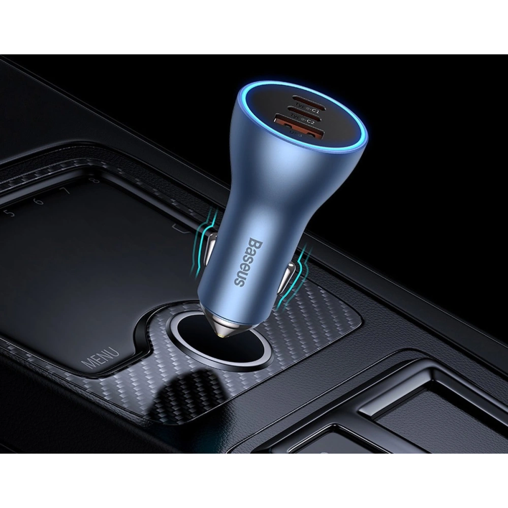 Wholesale Baseus Golden Contactor Pro USB-A car charger + 2x USB-C 65W blue - BSU3366BLU - {ean13} - Hurt