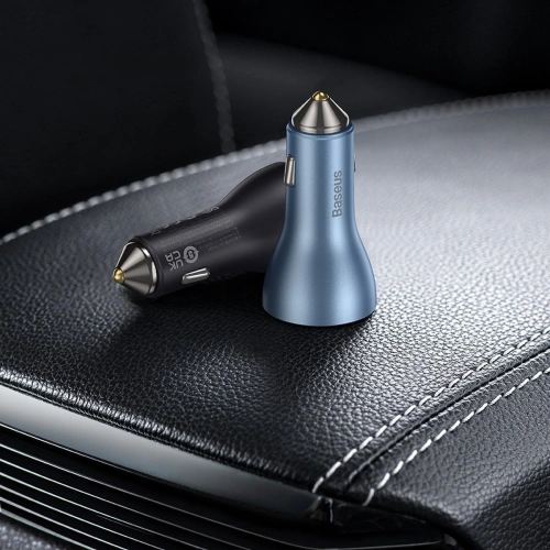 Ładowarka samochodowa Baseus Golden Contactor Pro USB-A + 2x USB-C 65W niebieski