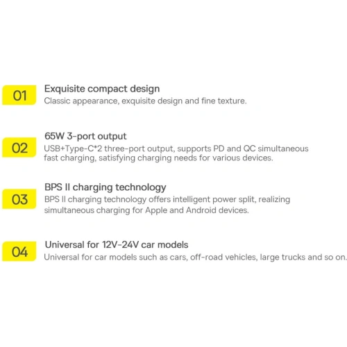 Ładowarka samochodowa Baseus Golden Contactor Pro USB-A + 2x USB-C 65W niebieski